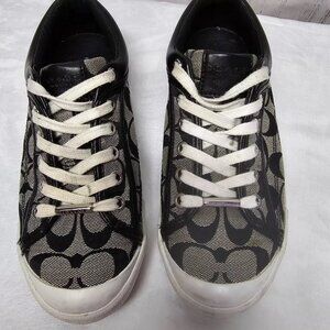 Coach Francesca Women's  Black/White Casual lace up sneaker shoes size 7B